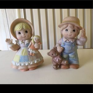 🧚🏼‍♀️Vintage Patchwork Girl w/Doll & Boy w/Bear